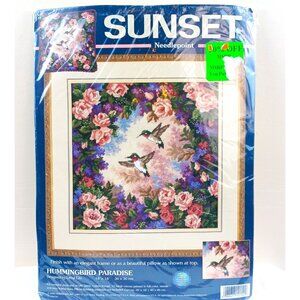 Sunset Counted Needlepoint Kit Hummingbird Paradise Vintage 2000 Lena Lia